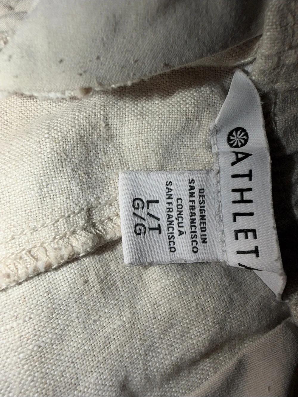 Cream Linen Drawstring Pants